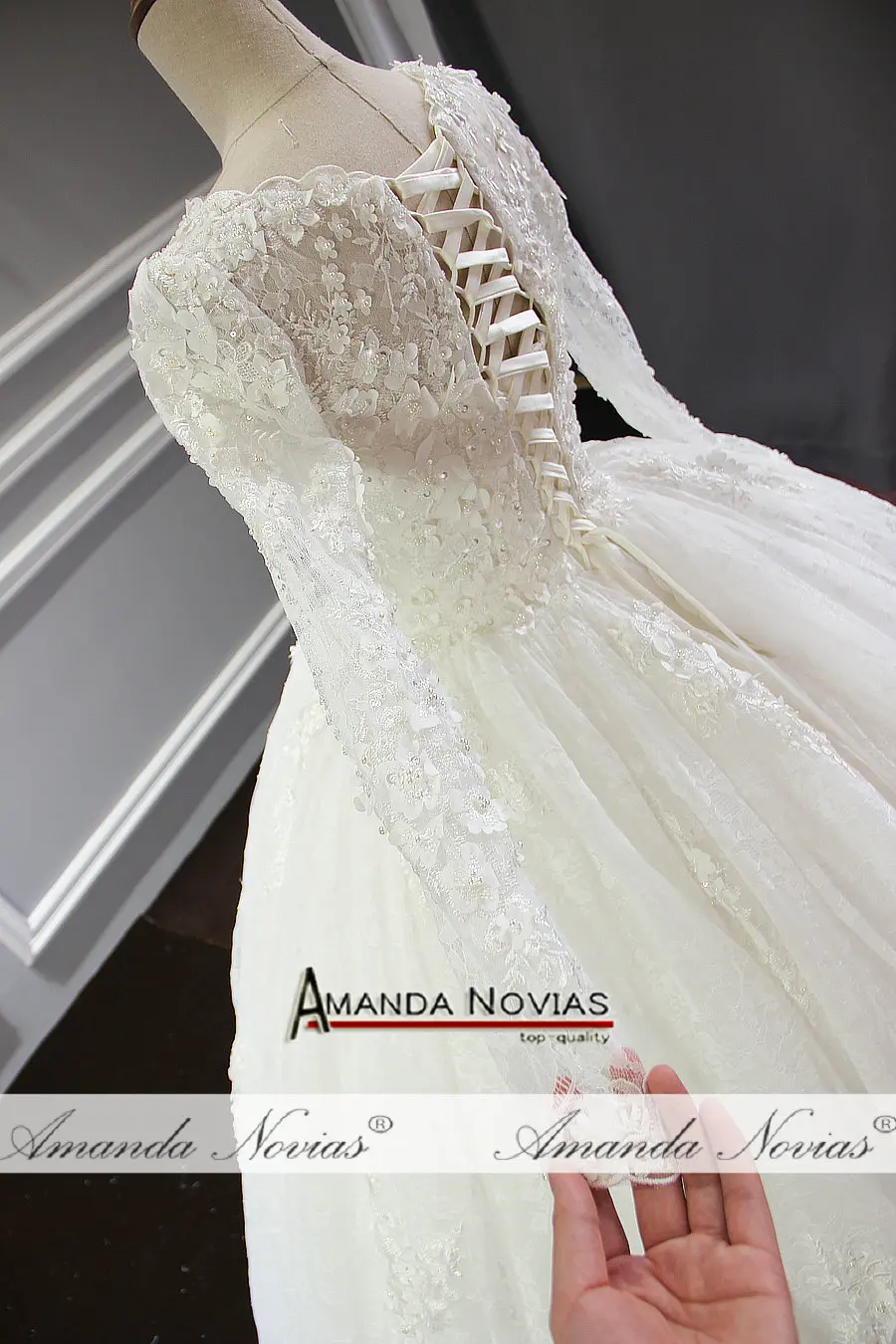 Свадебное платье с длинным рукавом Amanda Novias Новое кружевное платье|Свадебные