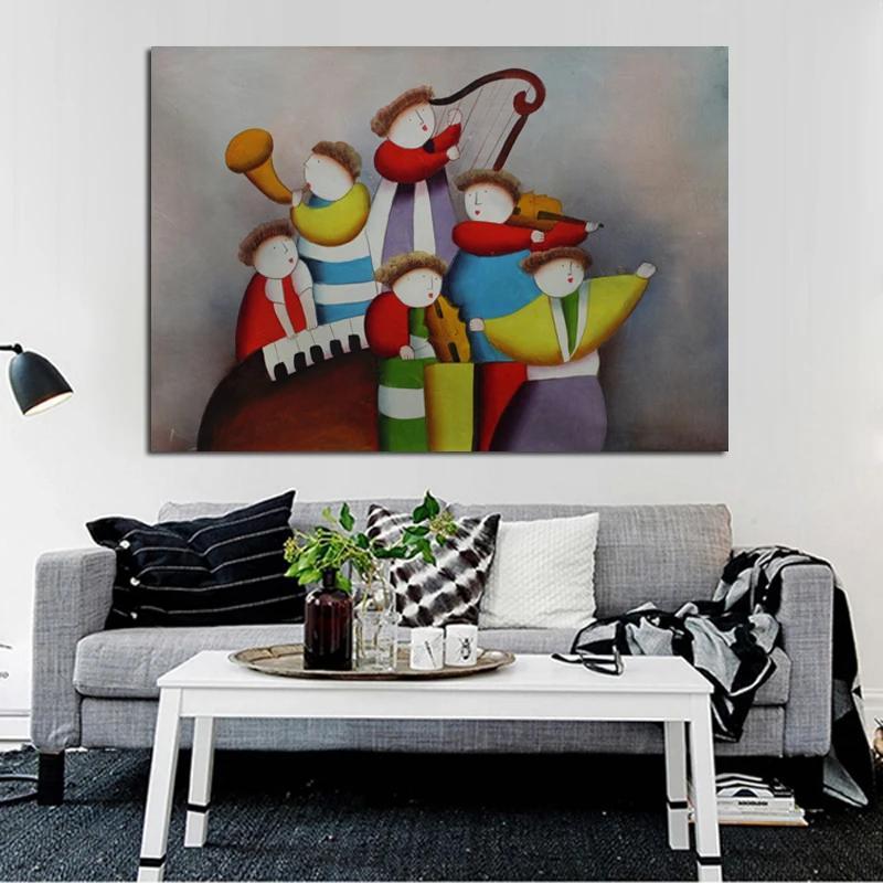

New Decorative Oil Paintings Modern Design Art High Quality Band Playing Wall Stickers On Canvas for Home Decor