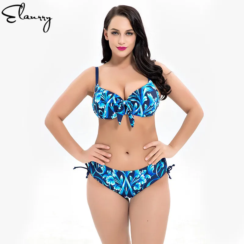 2018 Плюс Размер пуш ап комплект бикини бразильский цветочный принт сексуальный