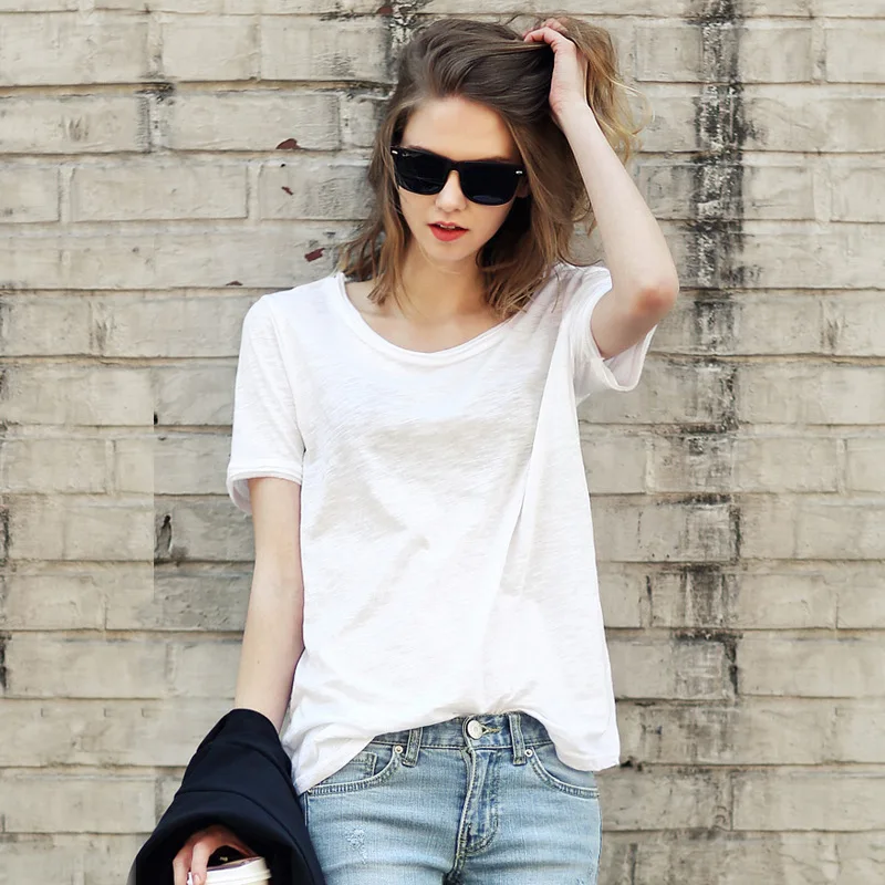 Женщины футболка лето 2017 новый женщины повседневная хлопка с коротким рукавом