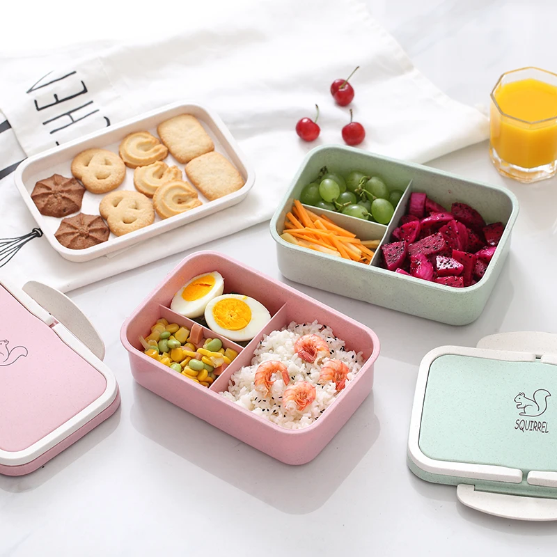 Микк пшеничная соломенная коробка для завтрака детей мультфильм Bento Портативный