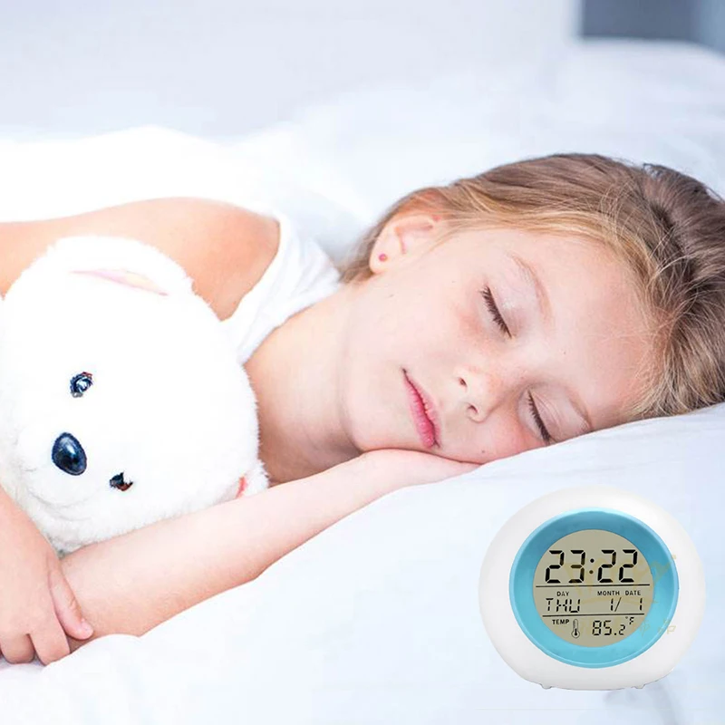 Digital Single Face Wake Up Light Watch Electronic Table LED Alarm Clock Color Changing Snooze Function Plastic Modern | Дом и сад