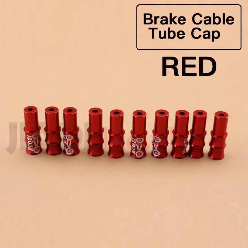 Red brake MUQZI 10 шт., велосипедный трансмиссионный тормоз из алюминиевого сплава, колпачок для трубы для горного велосипеда, тормозной кабель для переключения, аксессуары для труб - Цвет: Red brake