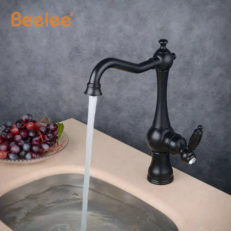 Beelee роскошный новый дизайн латунный смеситель черный никель хром для раковины в