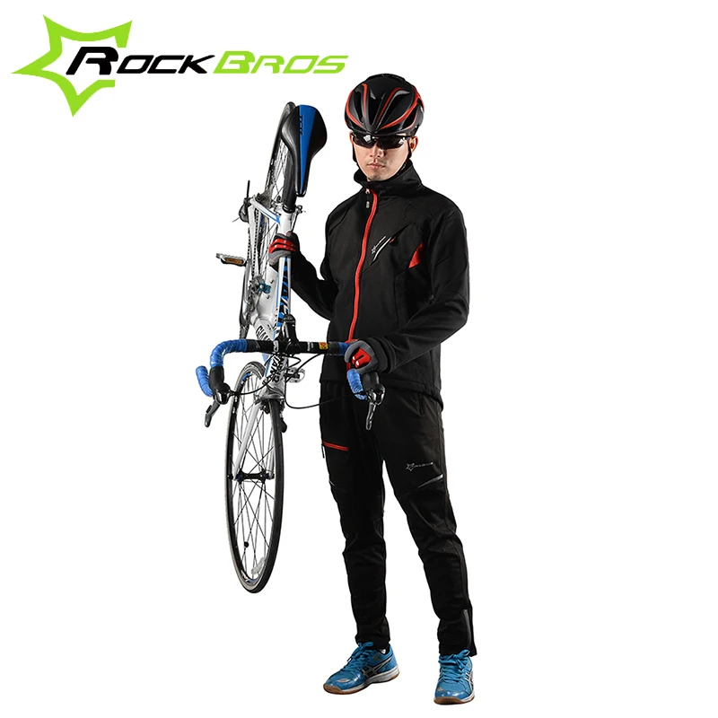 ROCKBROS велосипедные наборы зимняя флисовая термо куртка мужские штаны Зимняя