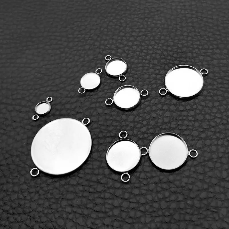 20pcs Round Stainless Steel Pendant Cabochon Setting Bezel Jewelry Making Component Base 8mm 10mm 12mm 14mm 16mm 18mm 20mm