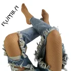 Женские нейлоновые сетчатые колготки, летние однотонные колготки, эластичные ажурные колготки черного цвета, tt016