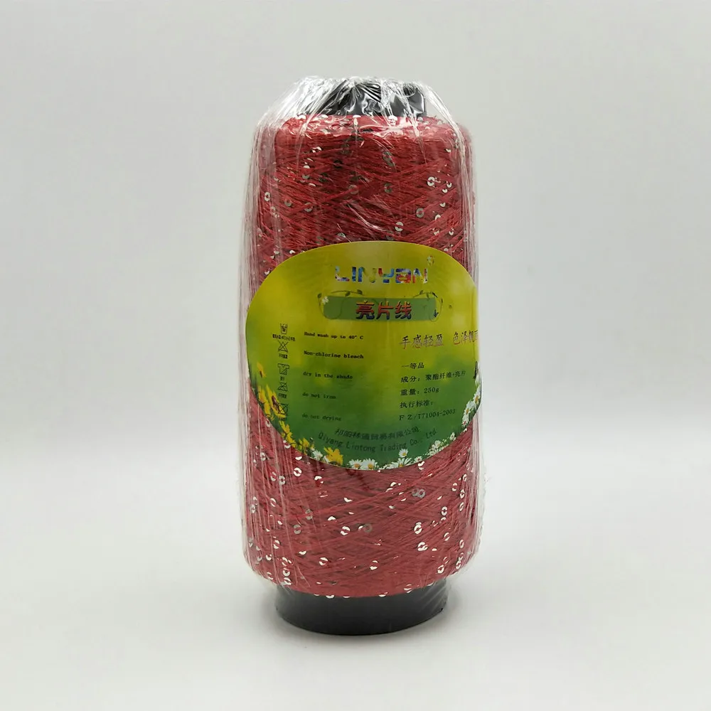 red silver 250 г* 1 шт., шелковая пряжа для вязания с блестками, нить для ручного вязания, нить для вязания крючком, швейная проводка ZL4132 - Цвет: red silver