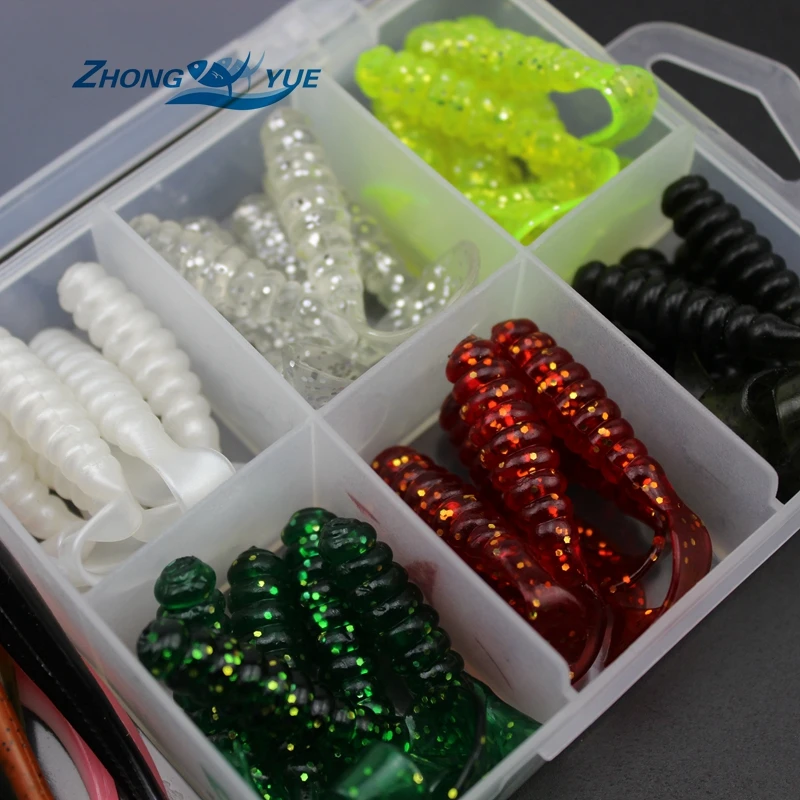 NEW50 pcs 6cm 7cm soft bait sea fishing tackle wobbler jigging lure silicone worm shrimp Set and Tackle Box | Спорт и развлечения