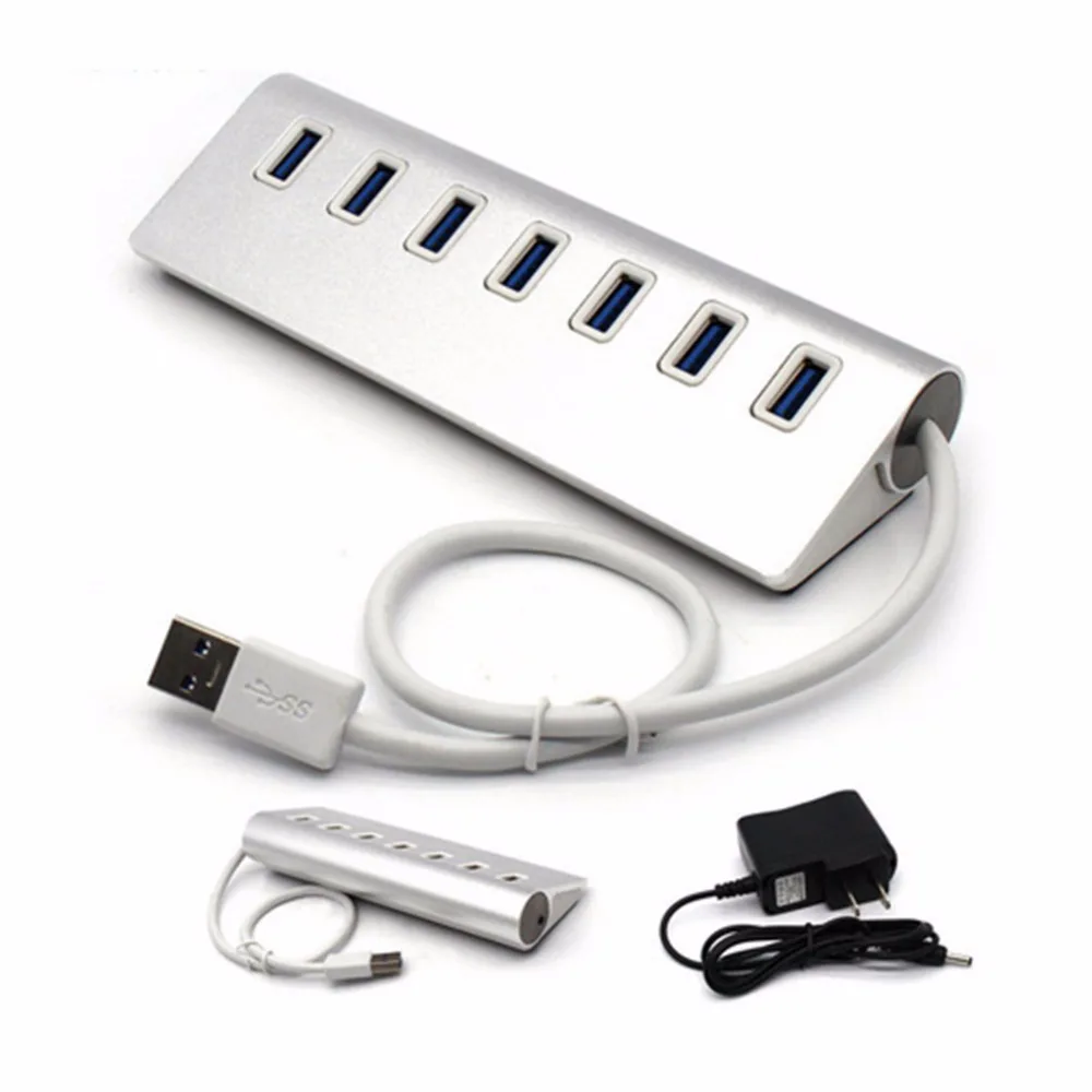 Алюминиевый 7 портовый концентратор USB 3 0 премиум класса с адаптером питания 5 В/2 а