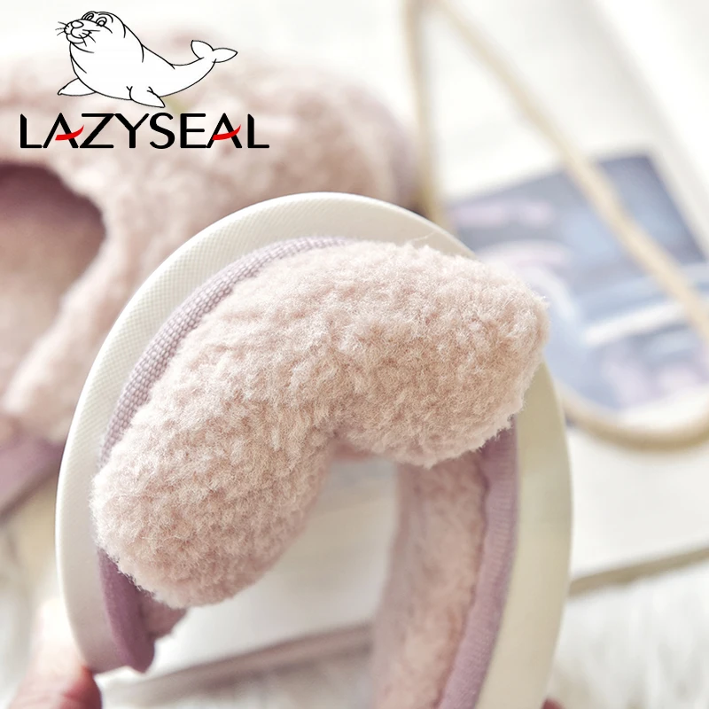 LazySeal/зимние домашние тапочки Женская обувь Женские шлепанцы на меху теплая с