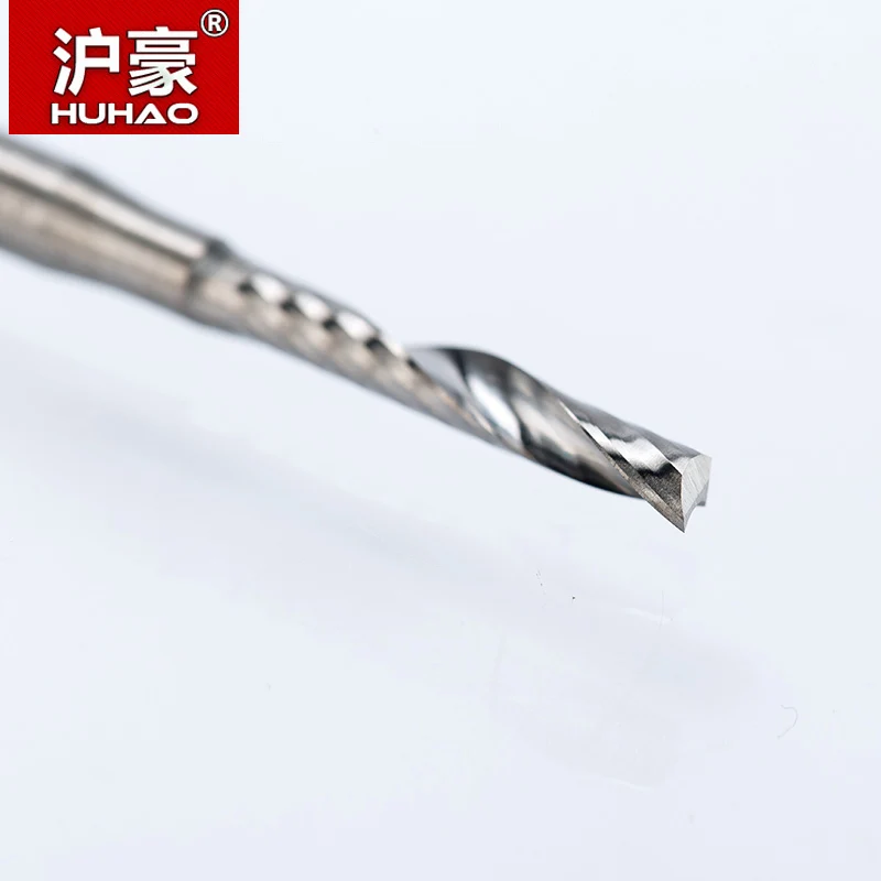 HUHAO 1PC 3.175mm Single Flute Spiral router bits CNC end mill For MDF Tungsten Carbide Milling Cutter tugster steel cnc tools |