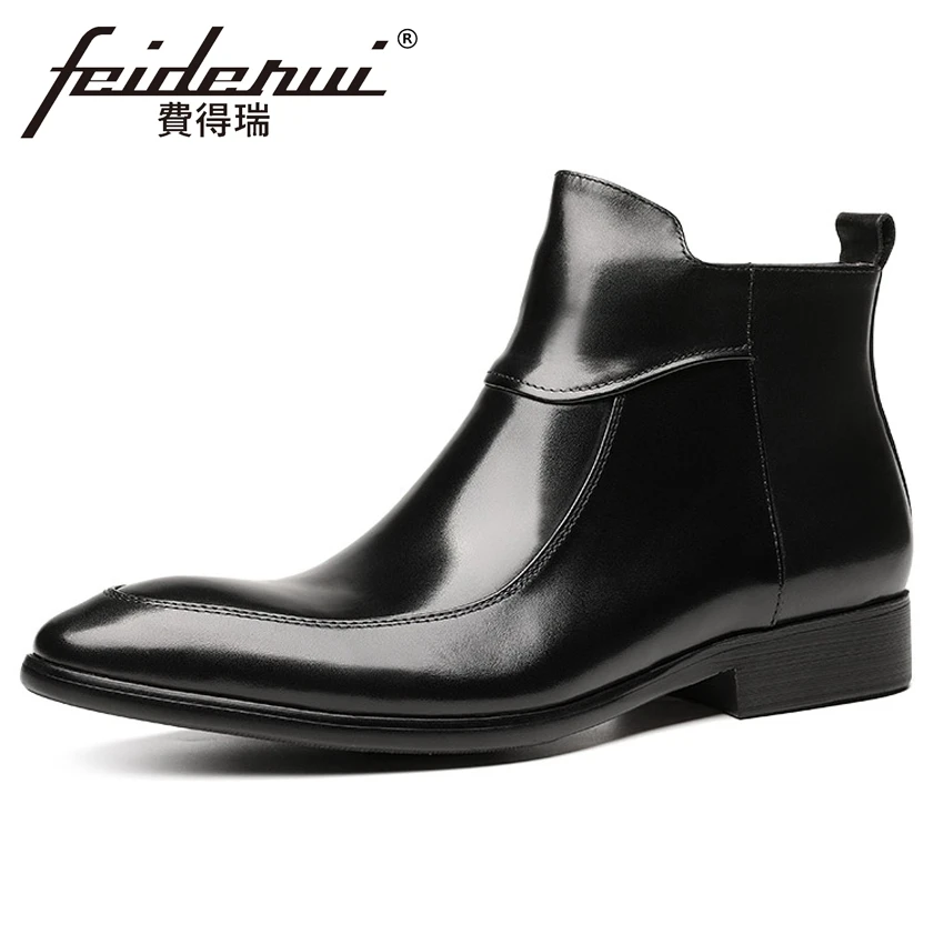 2019 классические мужские ботильоны из натуральной кожи с острым носком обувь