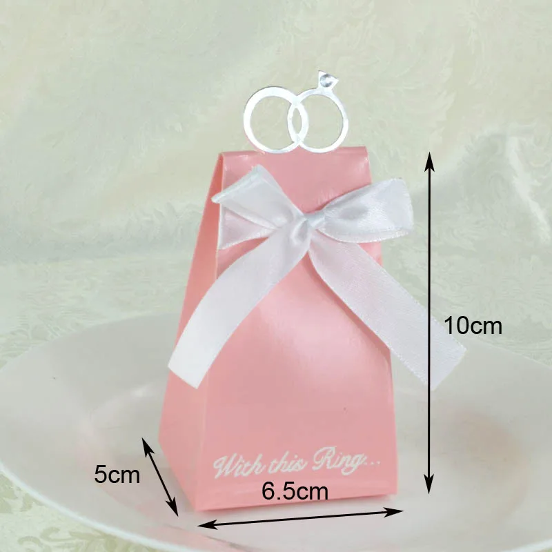 5 шт. коробка для конфет с лентой|ring style|box with ribbonring pink |