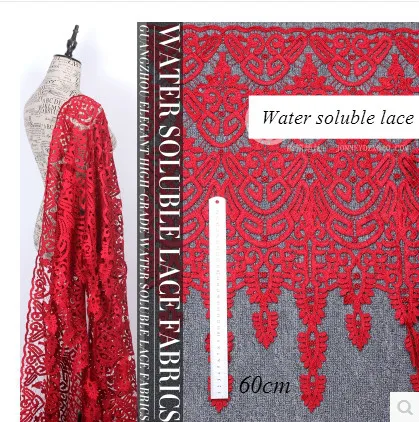 

Red water soluble lace lace hollow polyester embroidery tassel fabric 60cm