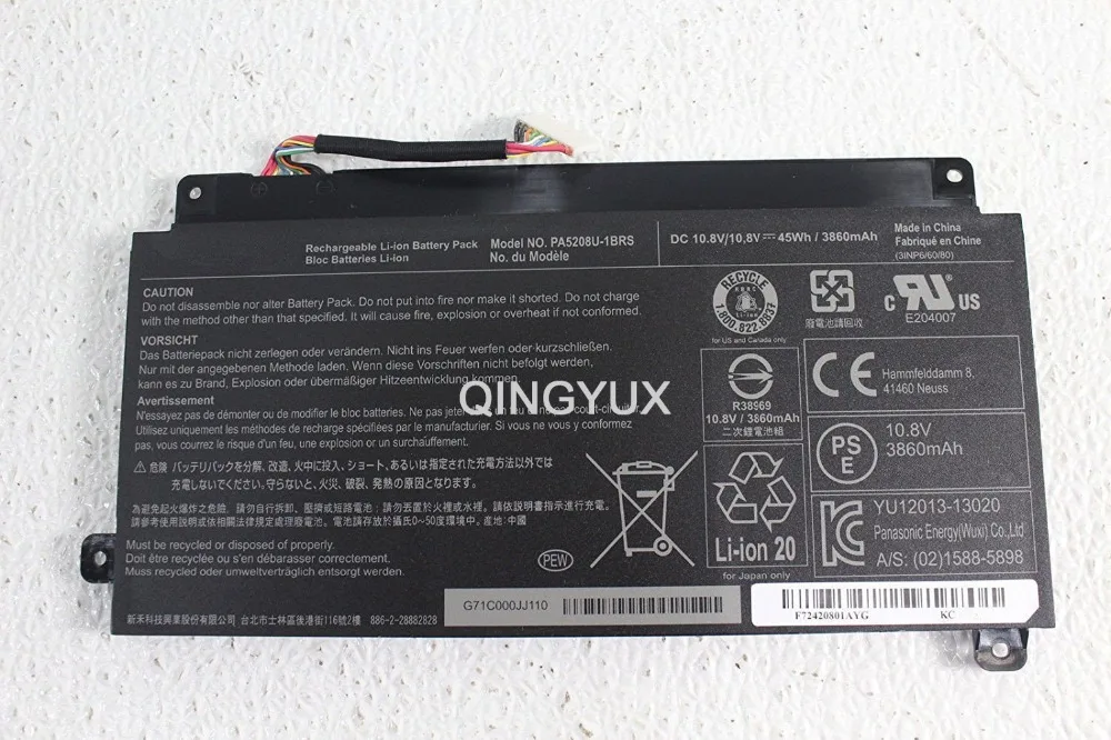 QINGYUX Новый 10 8 V 45Wh 3860mAh PA5208U 1BRS Аккумулятор для ноутбука Toshiba Satellite E45W P55W Chromebook CB35