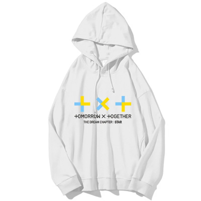 white TXT комбинированная звезда мечты Мода новая одежда с капюшоном Свободные Студенческие хип-хоп толстовки Новые вентиляторы подарки Прямая поставка - Цвет: white