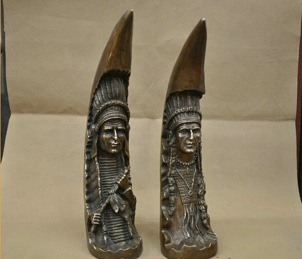 13 ''Китай Бронза одна пара Форма Луны родной воин статуя солдата оптовая