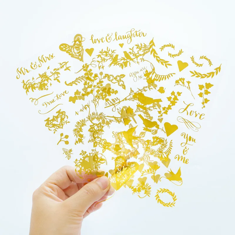 6 шт. прозрачный Органайзер из ПВХ с бронзовым цветком календарь дневник книжка