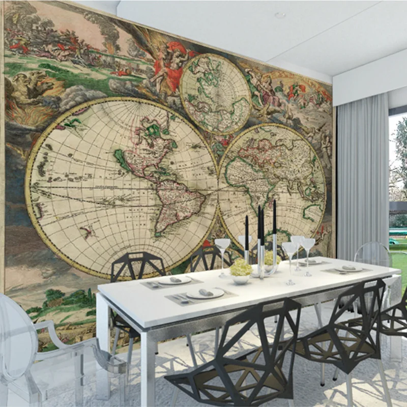 

beibehang papel de parede The most comprehensive European retro custom wall map of the world Personalized custom wallpaper