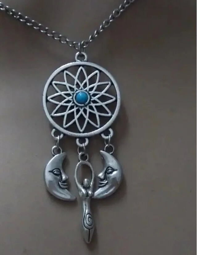 Модный тибетский серебряный Ловец снов и полумесяц Богини Земли бусины Подвески