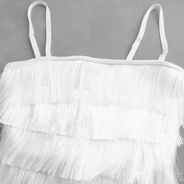 

Tassel Bandage Bodycon Dress White 2019 Elegance Party Dress Above Knee Length