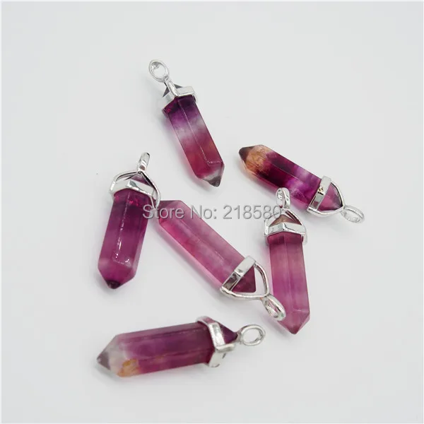 P15042311 фиолетовый флюорит с двойным концом искусственная подвеска-карандаш
