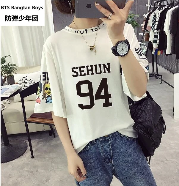 2017 новые Kpop exo SEHUN групповые футболки футболка женская мода дизайн с принтом