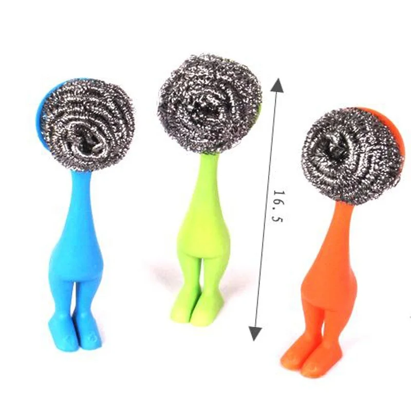 1 шт. горячая Распродажа мочалка из нержавеющей стали с пластиковой ручкой