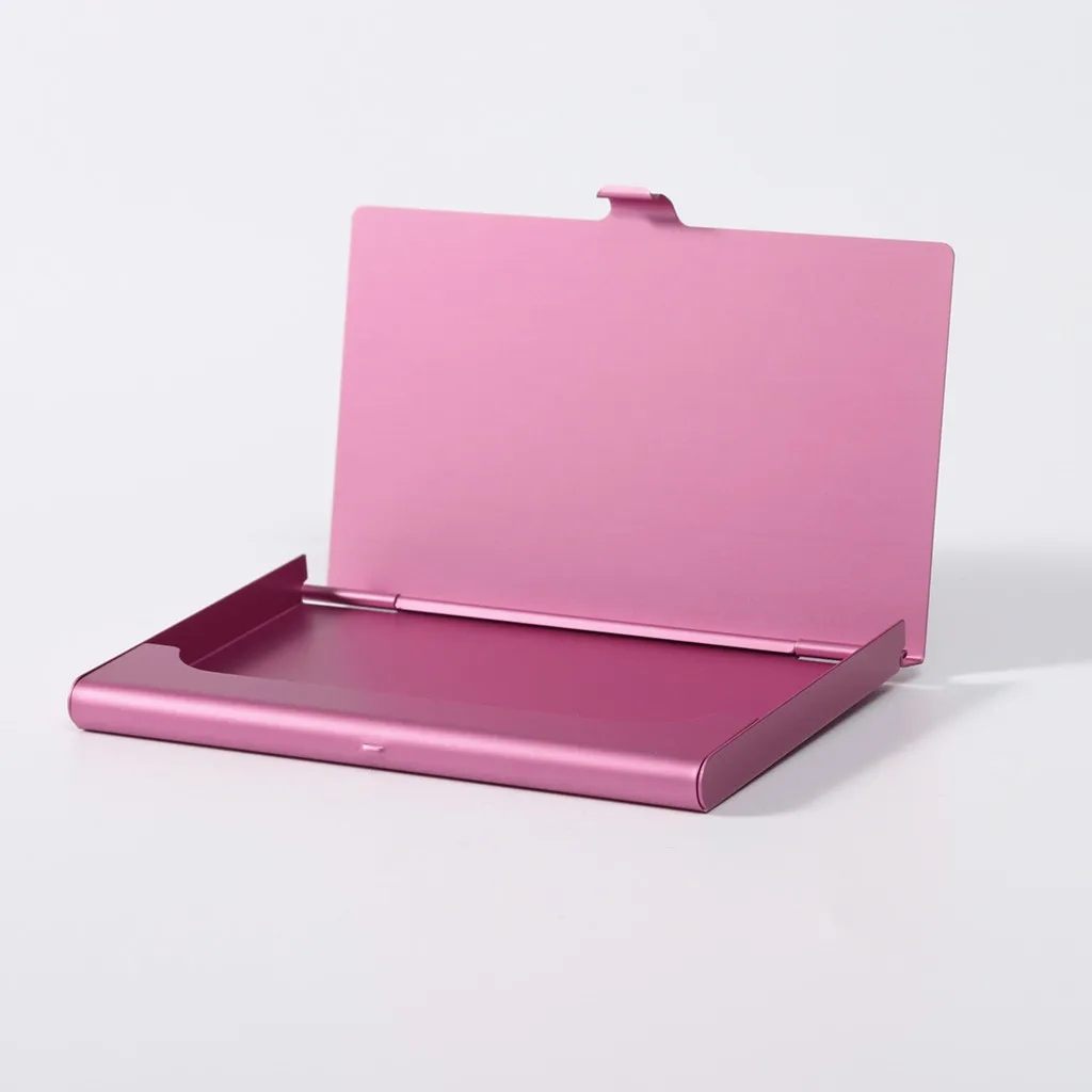 Hot Pink Креативный чехол для визиток из нержавеющей стали, алюминиевый держатель, металлическая коробка, чехол для кредитных мужчин, бизнес-держатель для карт, металлический кошелек - Цвет: Hot Pink