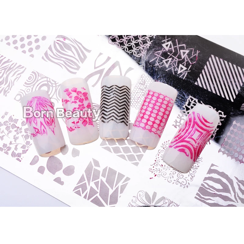 1 шт. новый дизайн шаблон для ногтей цветы французский стиль лак Штамп Штамповка
