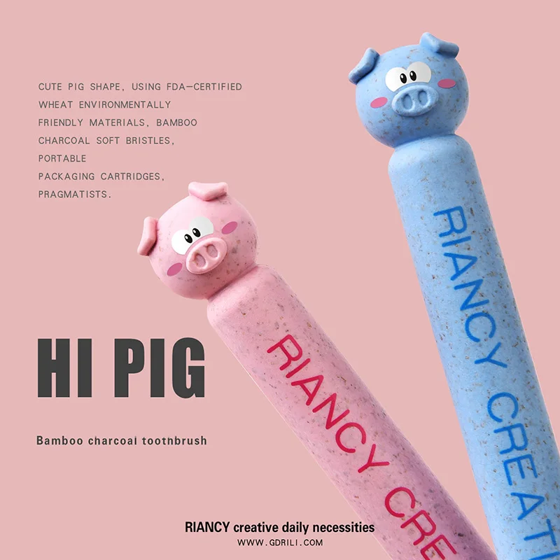 Натуральный 1 шт. бамбуковый с героями мультфильмов изображением милой свинки