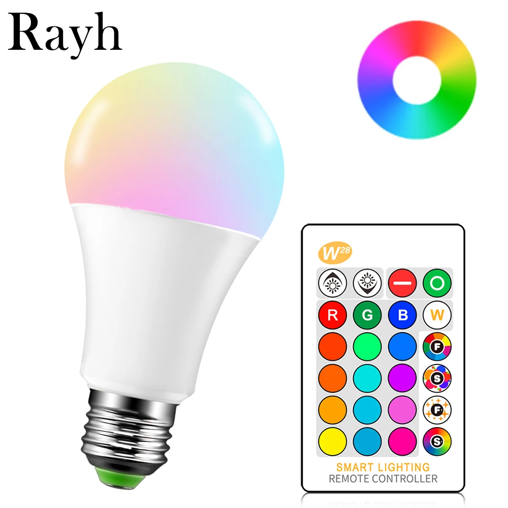 E27 светодиодный 16 цветов RGB волшебный светильник лампа 5/10 / 15 Вт 85 265 в 110 В 220 пульт