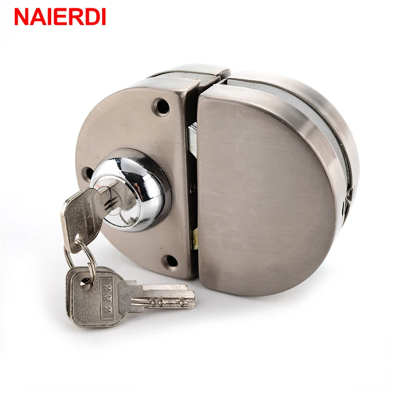 NAIERDI двойные стеклянные дверные замки 304 нержавеющая сталь открытые безрамные