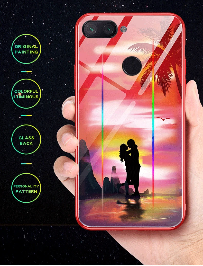 Светящийся чехол для телефона Xiaomi 8 Lite 9 6X A2 чехлы с ночным блеском и градиентом