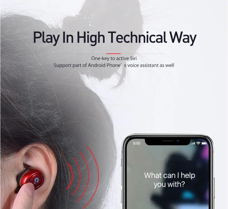 Дiдо A5 Беспроводной Bluetooth наушники V5.0 стерео музыкальные TWS с микрофоном |