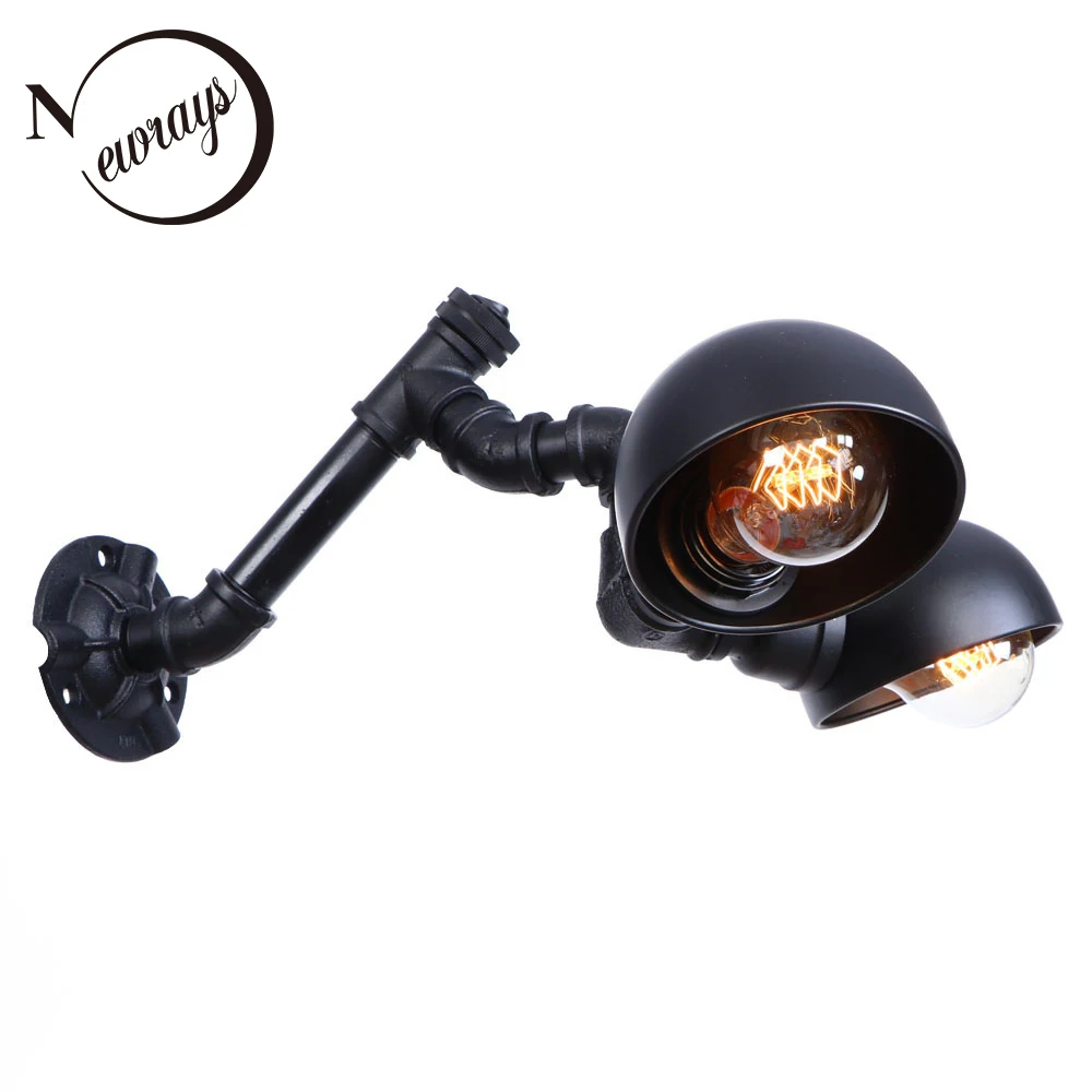 

Vintage novel design iron painted wall lamp E27 LED 220V retro water pipe wall lights for bedroom living room kitchen hotel cafe