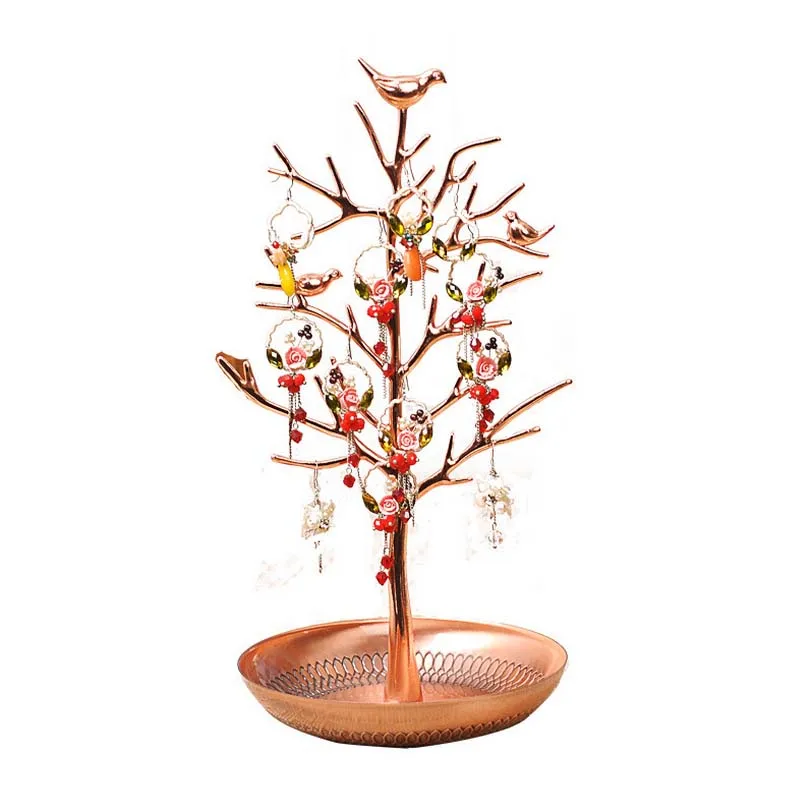 

Tree Creative Jewelry Display Rack Bird Metal Retro Earrings Necklace Display Shelf Holder Rack