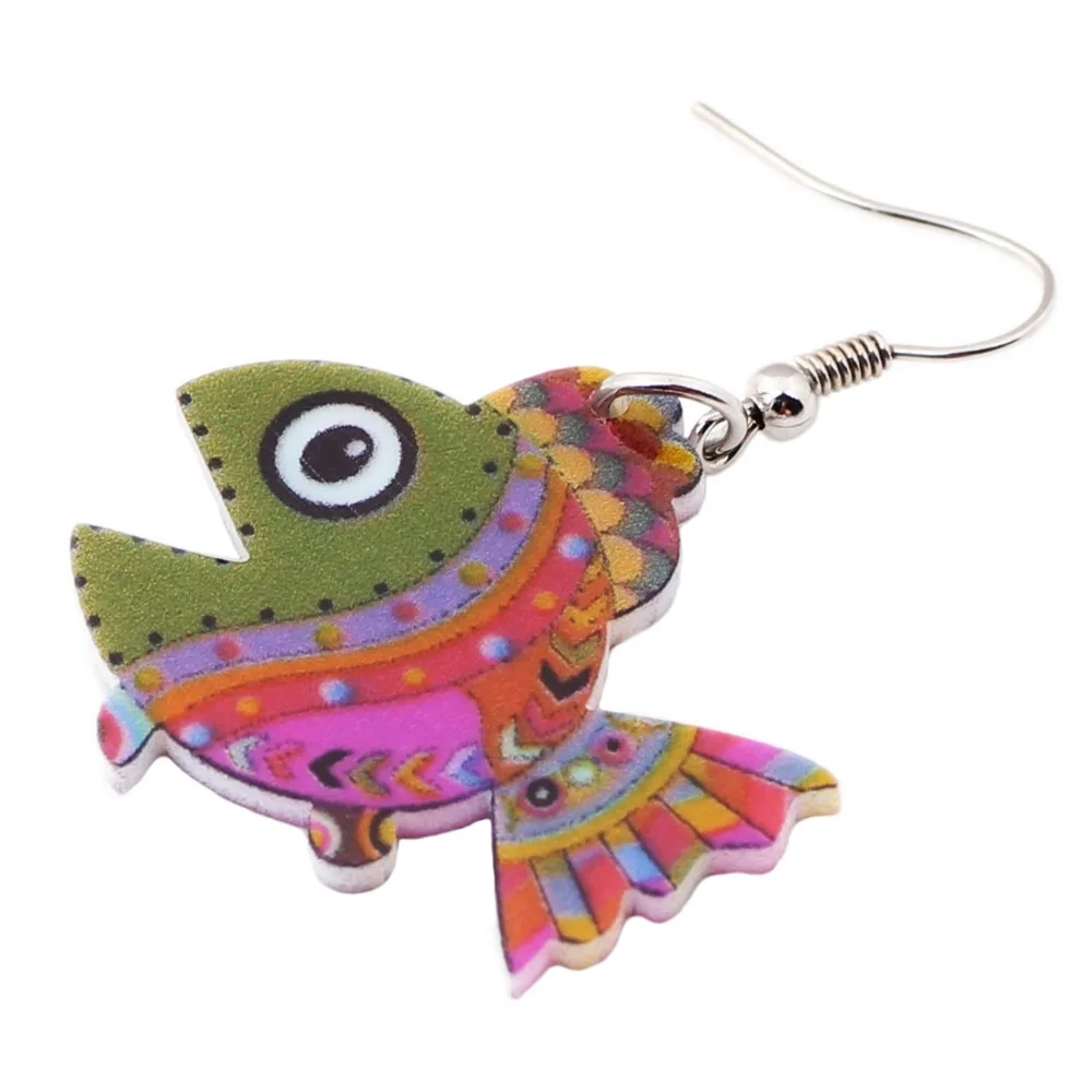 Bonsny Acrylic Drop Dangle Mouth Opend Fish Long Earrings New Fashion Ocean Collection Animal Jewelry For Women Girl Accessories | Украшения