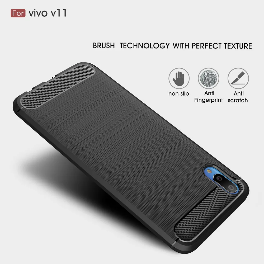 Чехол для VIVO V11i 1806 чехлы силиконовый мягкий бампер из углеродного волокна задняя