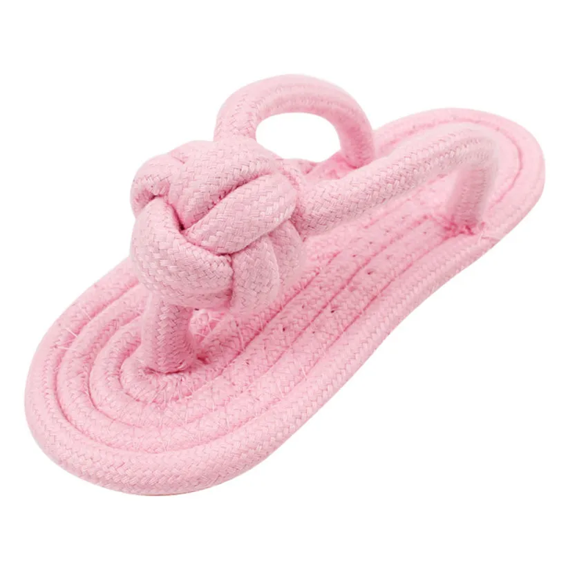 Pink Transer Cotton Rope Dog Toy Slipper Shoes Shape Pet Dog Biting Chew Firm Pet Toy Outdoor Traning for Small Medium Dogs 906 - Цвет: Pink