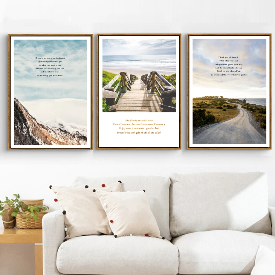 

No Framed Mountain Road Landscape Wall Picture Modern Art Watercolor Canvas Prints Poster Home Decor Painting For Living Room