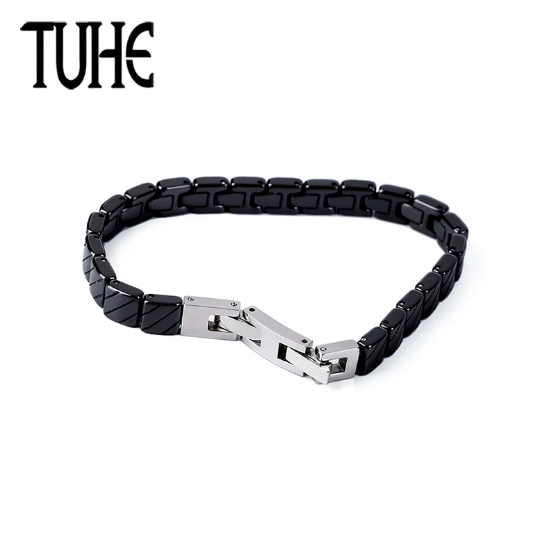 

2018 Hot Black White Ceramic Bracelet Healthy Diagonal Stripes Geometric Bangle For Women Men Fashion Party Jewelry Xmas Gifts