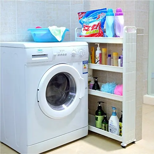 4 ярусная тонкая тележка для хранения с выдвижным зазором вращающаяся стойка