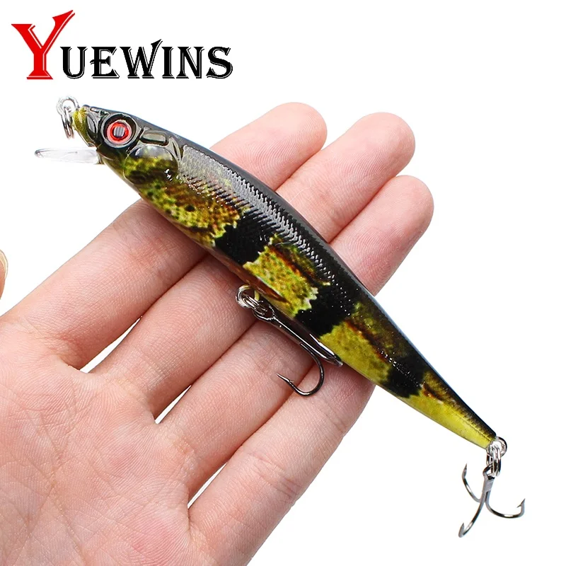 Yuewins 10 5 см г Minnow 3D глаза Джеркбейт Пластик искусственная жесткая приманка 6 # крюк