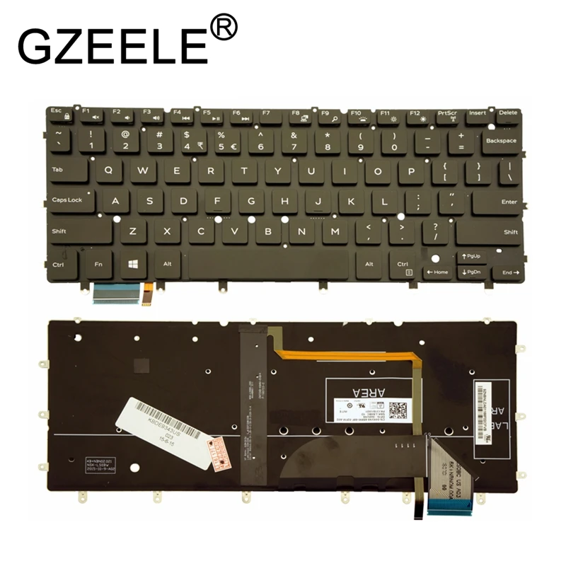 GZEELE Новая Клавиатура США для Dell Inspiron 7558 7568 XPS 9550 9560 без рамки с подсветкой