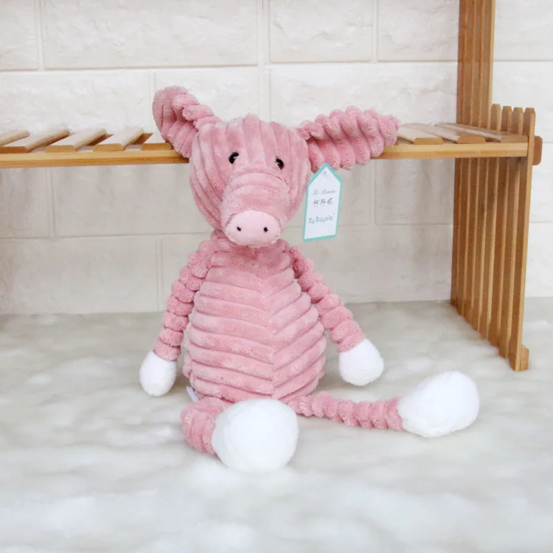piggy Детский слон, Лев, лиса, кролик, свинья, панда, утка, обезьяна, мягкие игрушки, милые плюшевые игрушки для детей в полоску - Цвет: piggy
