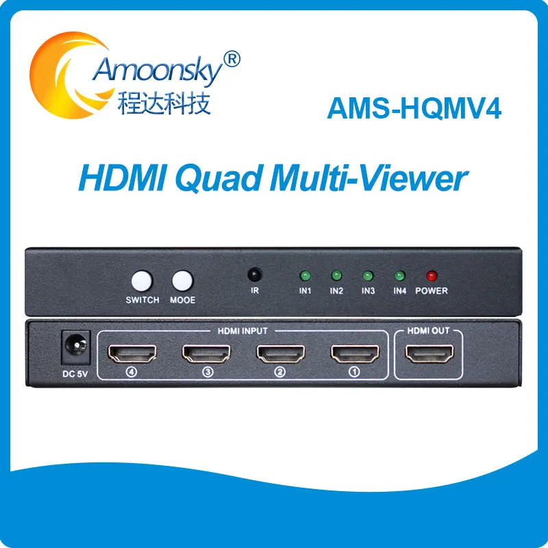 

4x1 HDML Quad Multi-viewer HQMV4 HDML сплиттер, бесшовный переключатель с ИК-управлением для 4-дюймового дисплея Windows