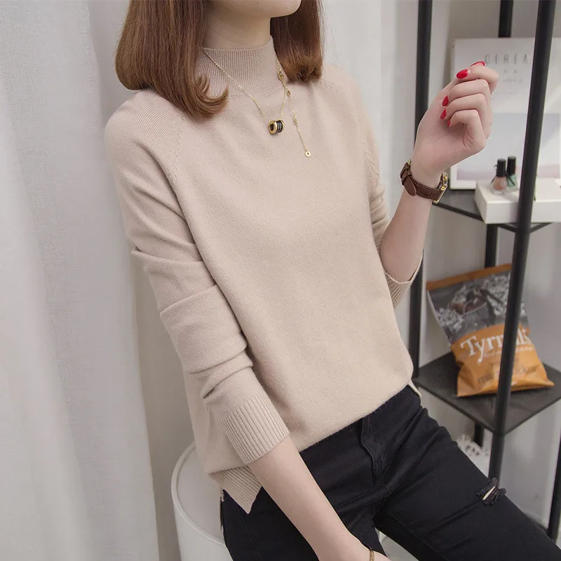 Свитер Для женщин Весна 2019 новые свободные Высокий воротник Женский пуловер