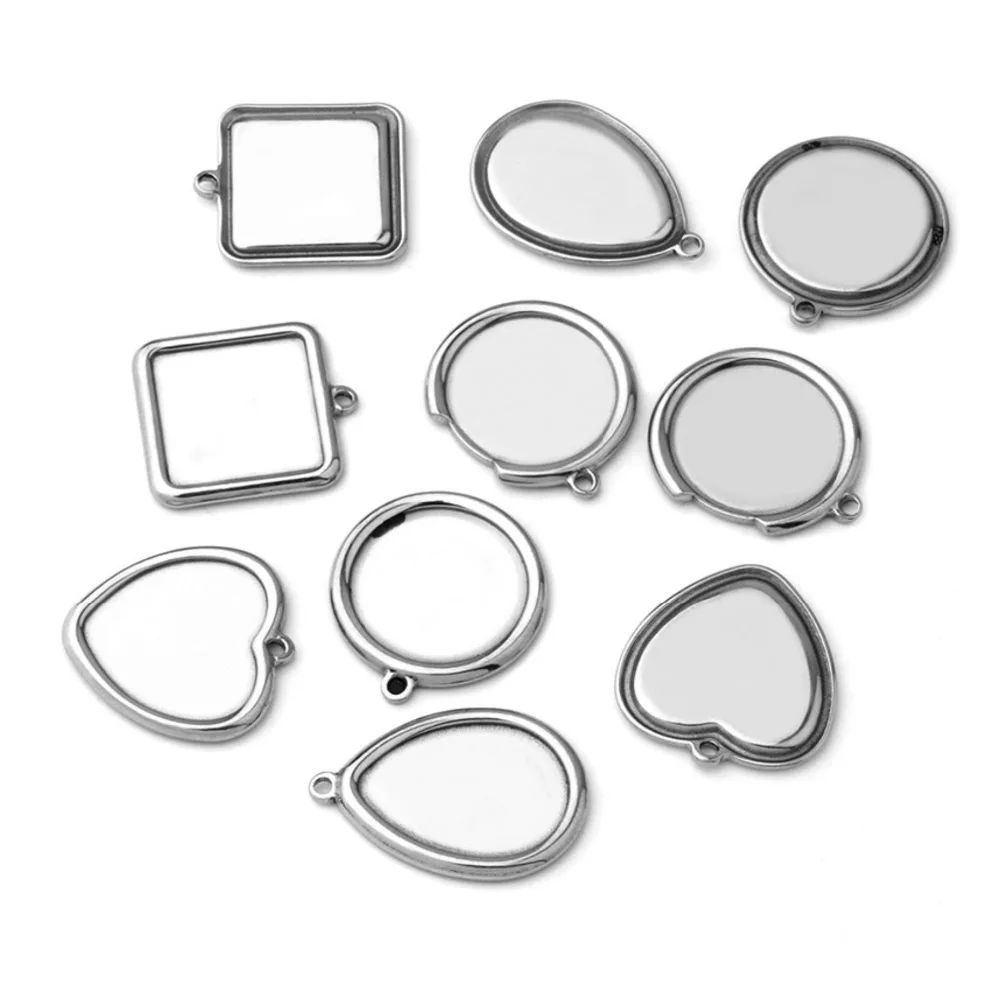 REGELIN 20 шт Овальный квадратный кулон в форме сердца из нержавеющей стали DIY Базовый